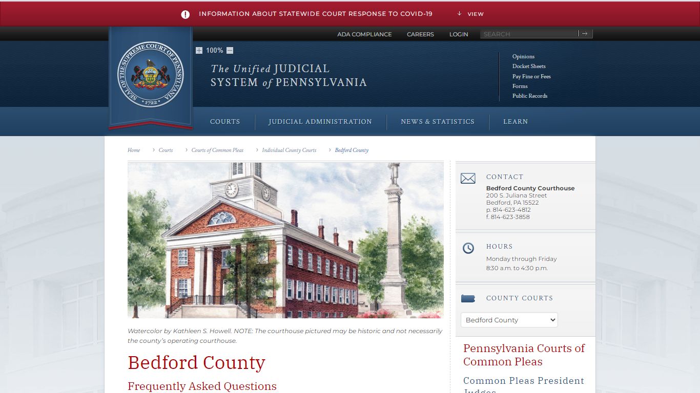 Bedford County | Individual County Courts - Judiciary of Pennsylvania