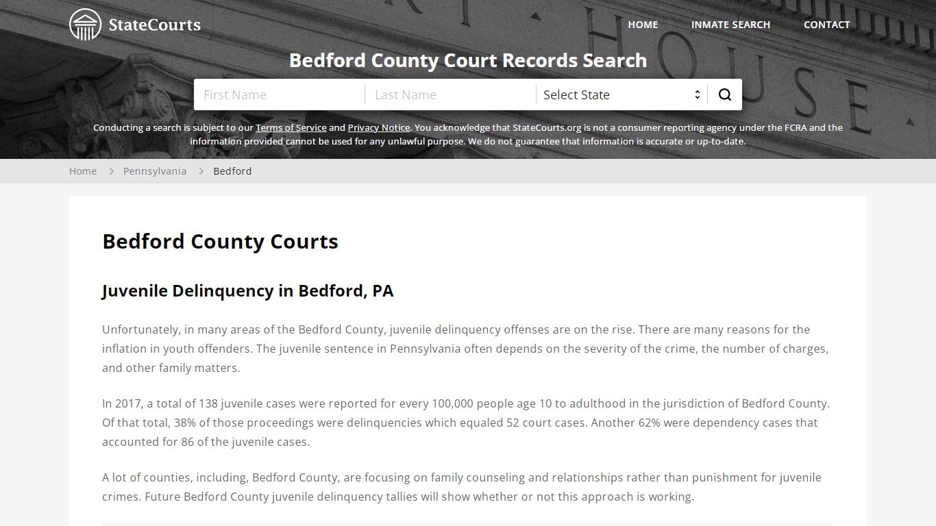 Bedford County, PA Courts - Records & Cases - StateCourts