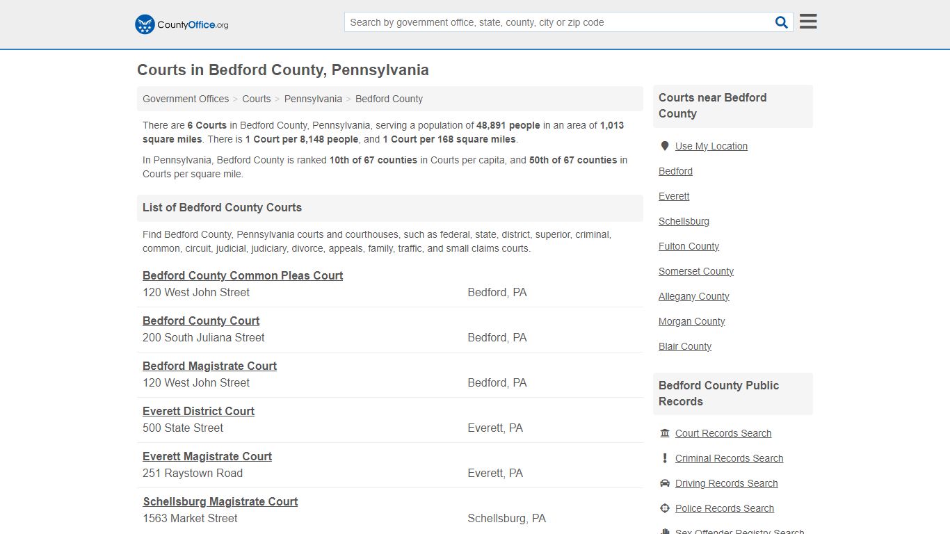 Courts - Bedford County, PA (Court Records & Calendars)